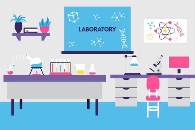 化学平面实验室插图平面插图科学
