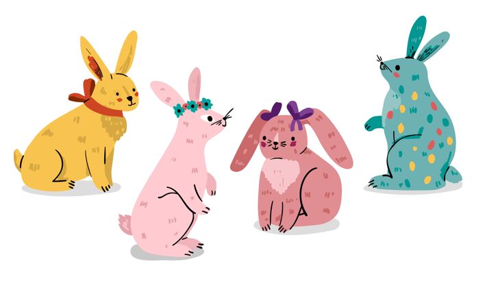 兔子手绘复活节兔子系列兔子复活节兔子分类