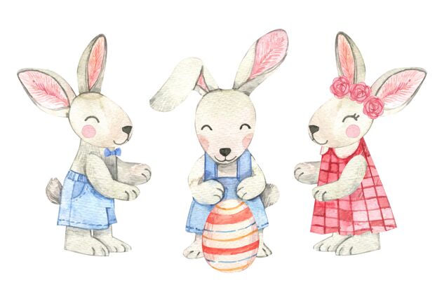 水彩画复活节兔子系列水彩画分类庆祝兔子