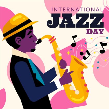 爵士乐手绘国际爵士日插画经典乐器手绘
