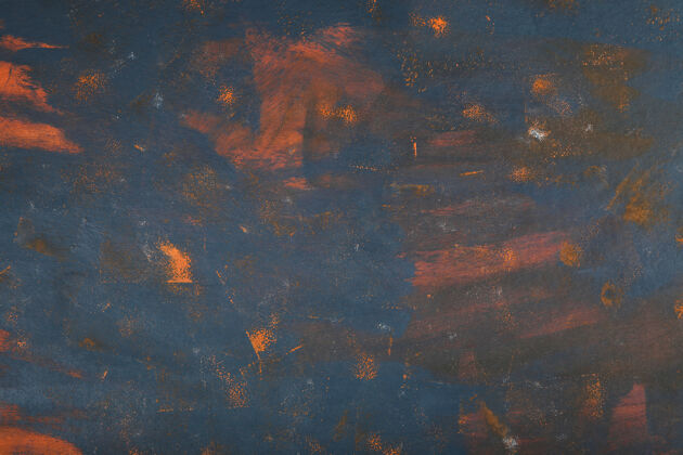 背景抽象大理石艺术与蓝色和橙色油漆艺术墨水蓝色