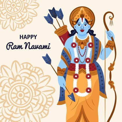 宗教手绘拉姆纳瓦米插图节日插图庆祝