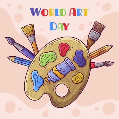 全球手绘世界艺术日插画美术手绘庆典