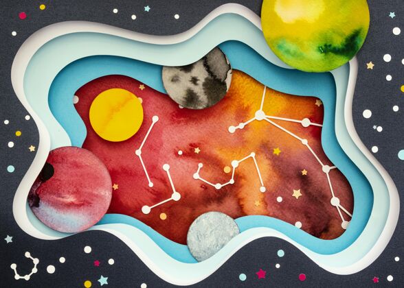 排列平面创意纸行星分类装饰星系宇宙