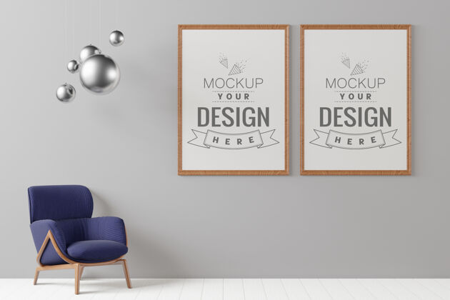 家具客厅模型中的海报框架海报模型装饰