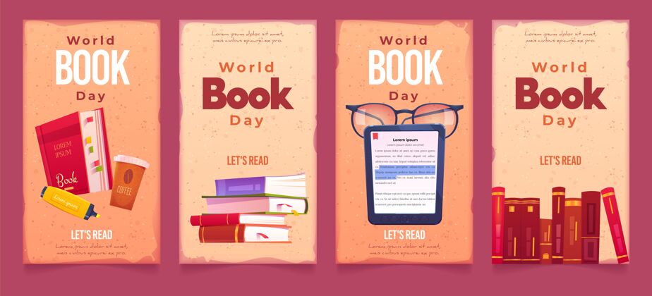 故事平面世界图书日横幅国际4月23日包装