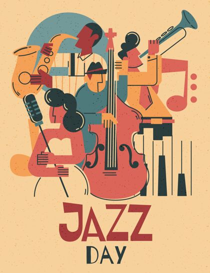爵士乐手绘国际爵士日插画经典插画国际