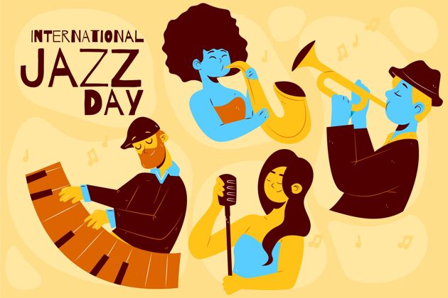 爵士乐日手绘国际爵士日插画文化爵士乐国际