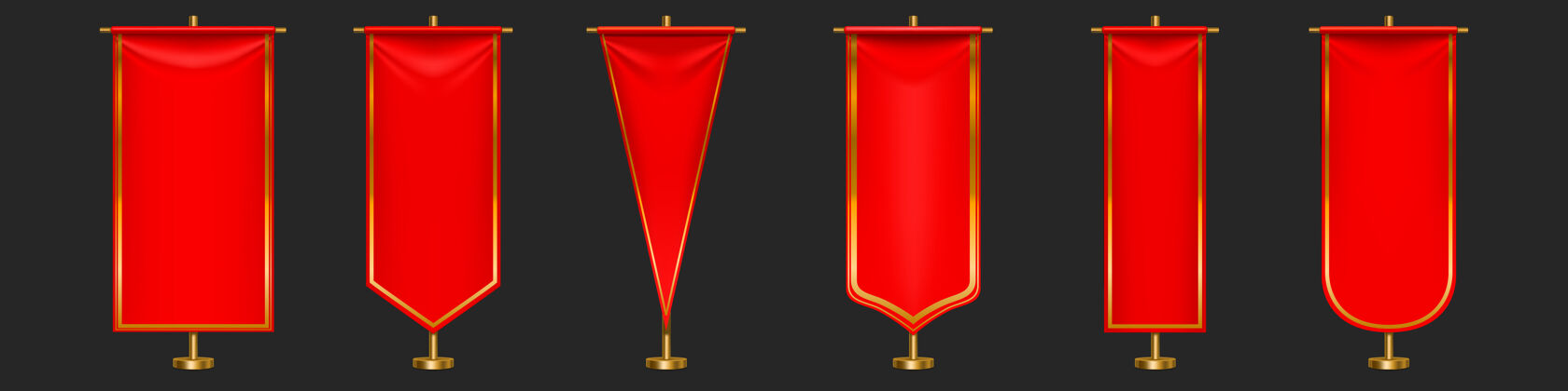 足球红旗在金柱上悬挂着不同形状的旗帜体育三角Pennant