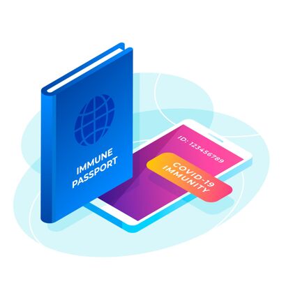 护照等轴测健康护照和平板电脑感染危险健康
