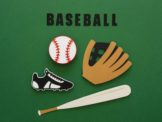 活动棒球的顶视图与球棒 手套和运动鞋游戏棒球棒锦标赛