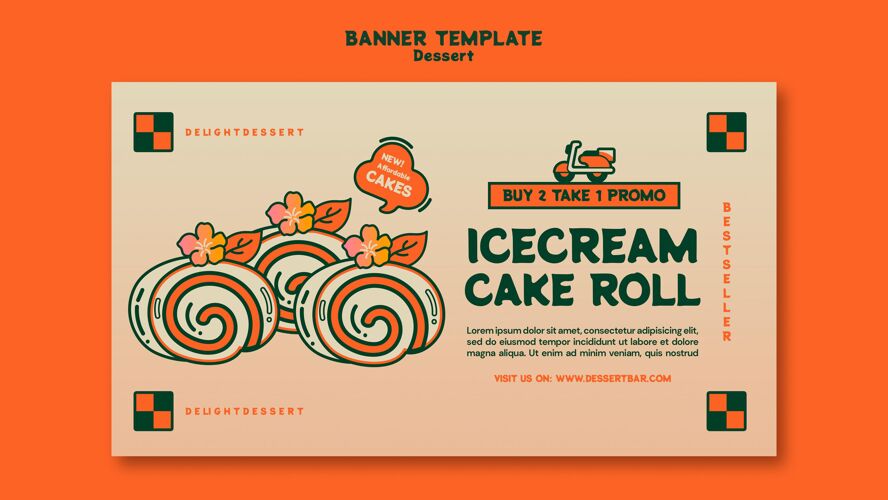 促销甜点横幅模板横幅模板冰淇淋美食