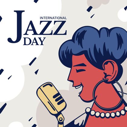 声音手绘国际爵士日插画国际爵士日乐器活动
