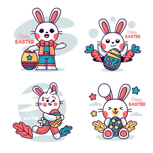 节日复活节兔子系列可爱公寓假日