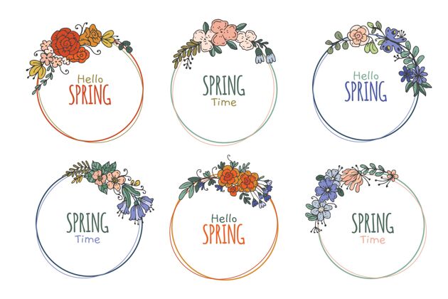 品种手绘春季徽章系列春天收集手绘