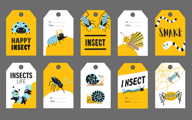 瓢虫特别的标签模板与快乐昆虫集促销毛虫网