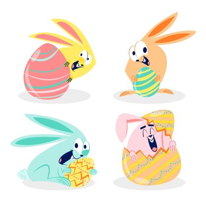 手绘手绘复活节兔子系列复活节兔子兔子插图