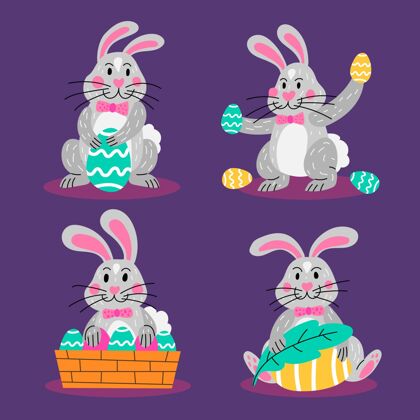 兔子手绘复活节兔子系列兔子可爱收集