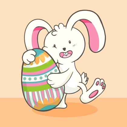节日手绘可爱的复活节兔子插图复活节兔子纪念复活节快乐