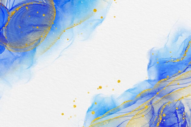 金色线条创造性的水彩画背景与黄金线艺术艺术家染色