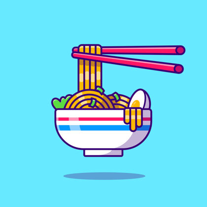 营养筷子蛋面卡通图标插画晚餐意大利面卡通