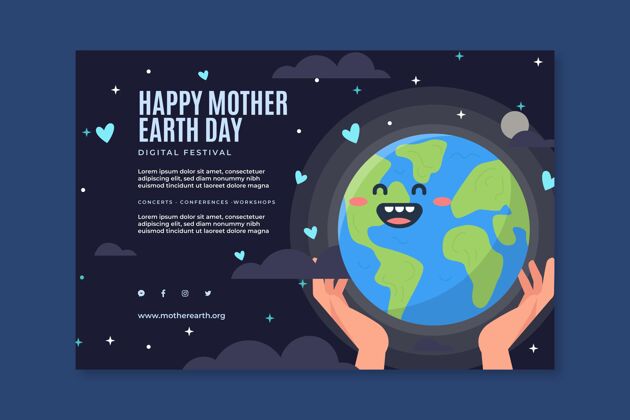 生态系统地球母亲节庆祝横幅模板全球环境自然