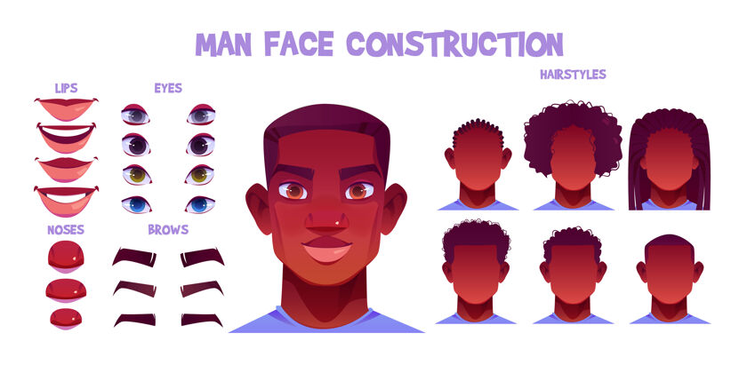 动画黑人面部构造 不同头颅部位在白人身上的化身创造年轻可爱理发