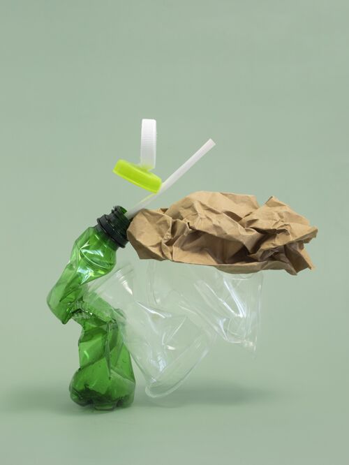 废物正面视图非环保塑料元件分类循环环境环境