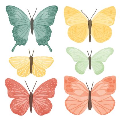 水彩可爱的水彩蝶系列自然蝴蝶手绘