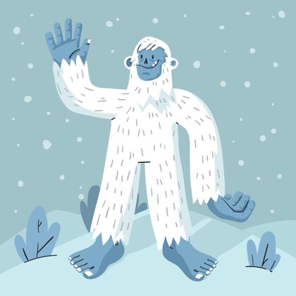 野兽手绘雪人可恶雪人插图生物怪物吓坏了