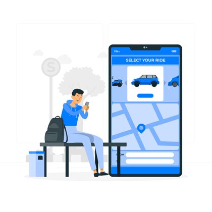 交通工具订购骑乘概念图设备手机应用程序
