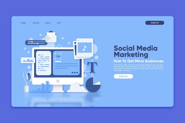 网站与社会媒体营销登陆页模板网页市场营销模板