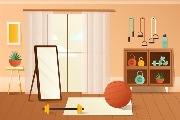 举重梯度家庭健身房插图锻炼健身房室内