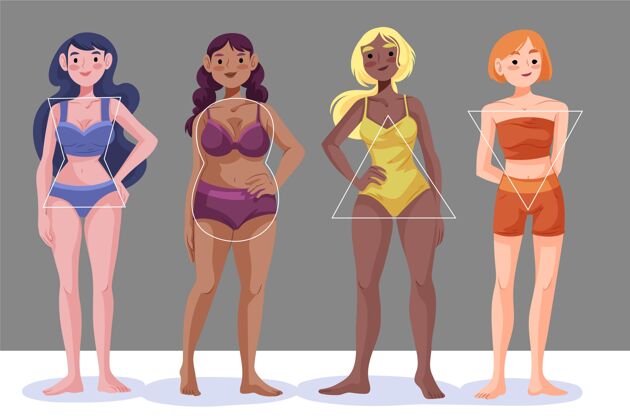 多样性手绘的女性体型人物绘画多样性