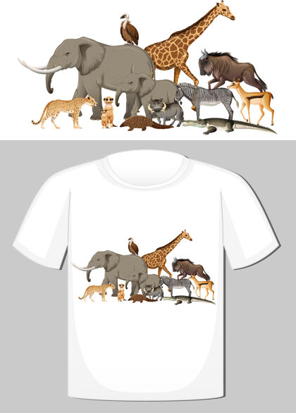 野生动物园野生动物组t恤设计许多衣服集团