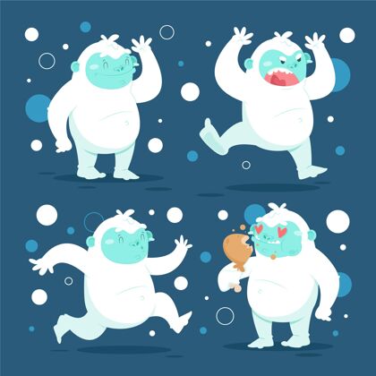 怪物卡通雪人讨厌雪人角色包可恶的雪人插图动物