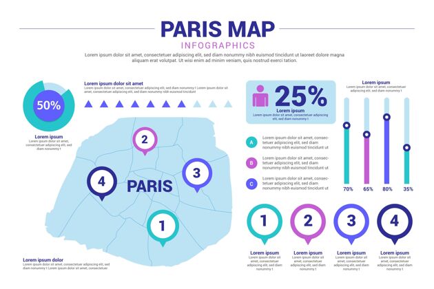 图形巴黎地图信息图平面设计目的地旅游