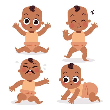 可爱手绘非洲裔美国婴儿人类包装场景