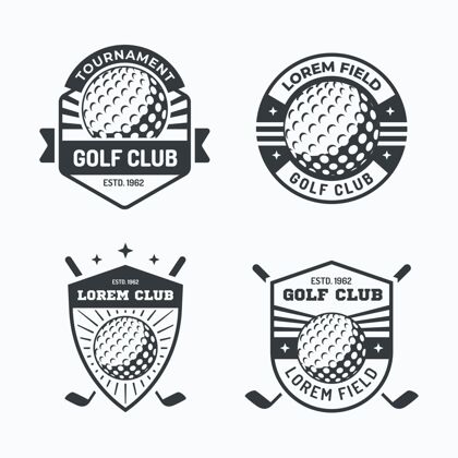 包装高尔夫标志收集在平面设计游戏商标标志