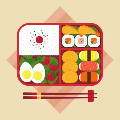 容器几何便当盒插图容器日本菜肴