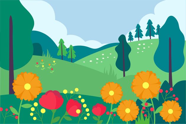 平面设计平面设计春季景观季节多彩网页模板