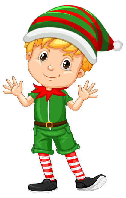 可爱可爱的男孩穿着圣诞服装卡通人物聚会衣服有趣
