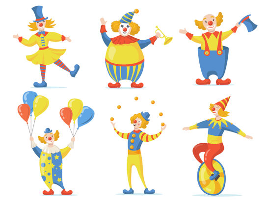 杂技可爱的小丑集市舞蹈气球