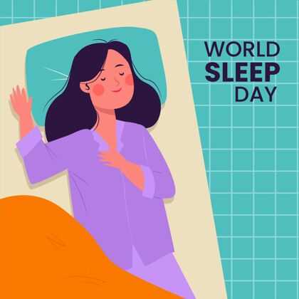睡眠障碍世界睡眠日插图与女人睡觉预防插图床