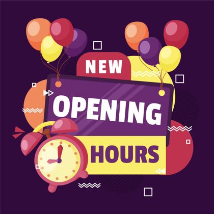 时间表平面设计新的开放时间标志我们开业开业招牌