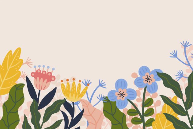 墙纸手绘春天背景与鲜花背景花植物