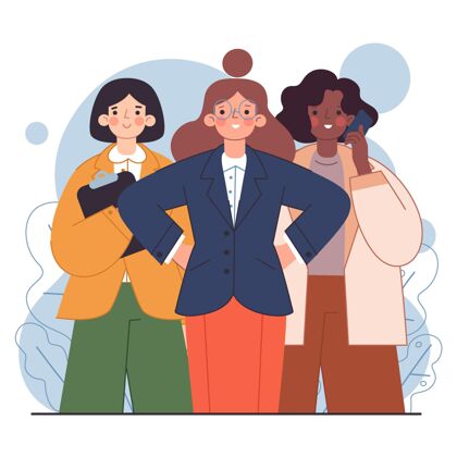 公民自信的女企业家手绘插图女权主义信心企业家