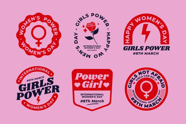 女士创意国际妇女节标签收集女孩套装活动