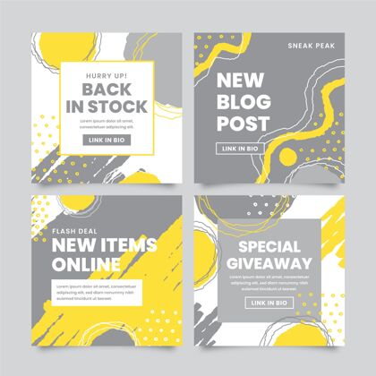 模板黄色和灰色instagram帖子销售主题概念