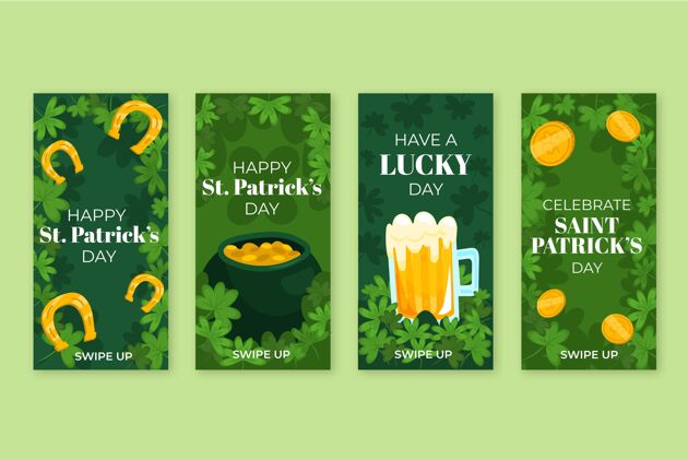 爱尔兰绘制圣帕特里克节instagram故事集幸运社交媒体爱尔兰